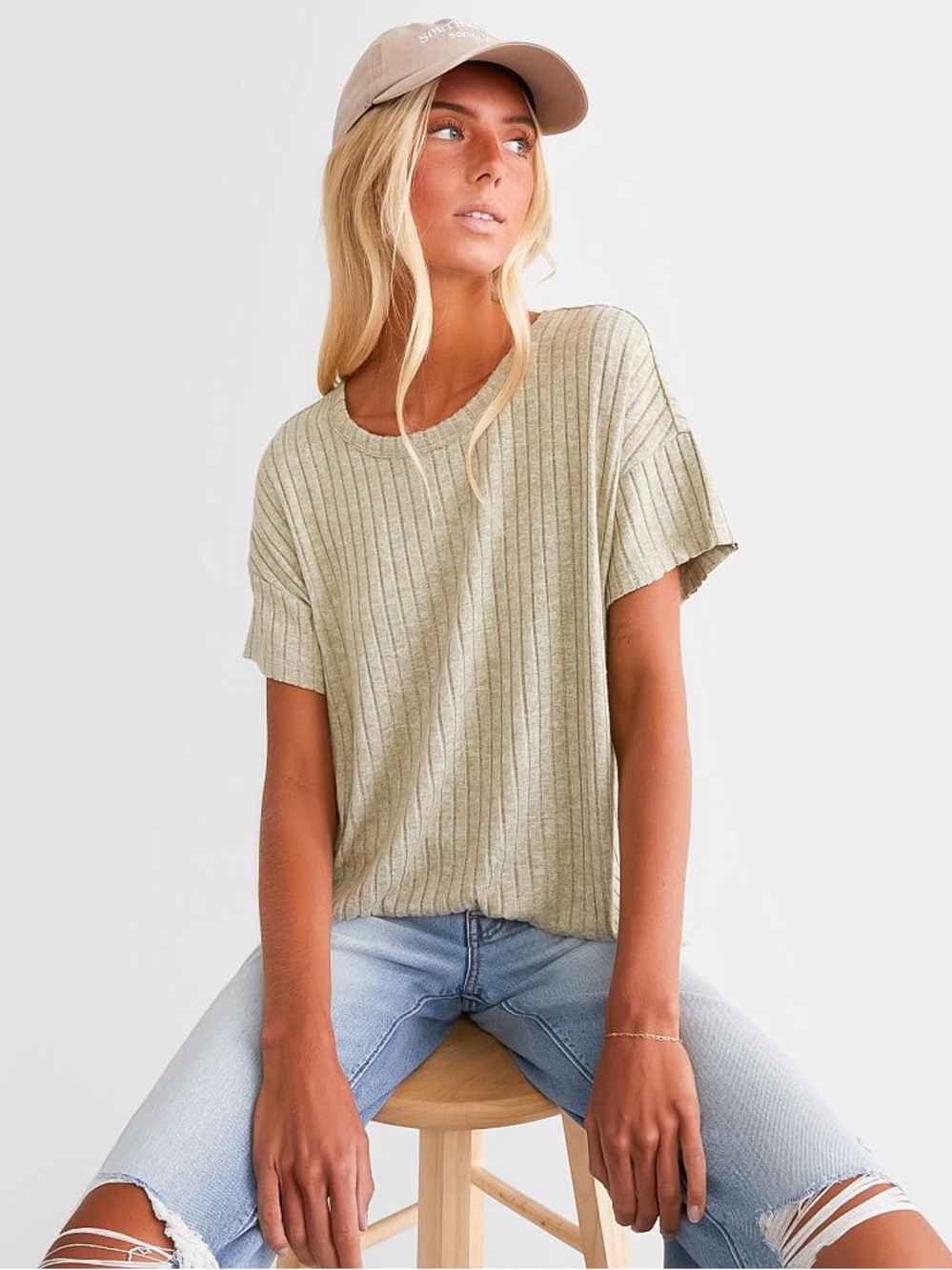 Sage Green Ribbed Top
